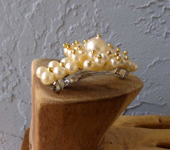 Vintage faux pearl barrette, vintage barrette, we… - image 6