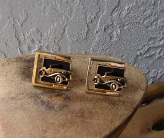 Antique car cuff links, men's cuff links, car cuff links, vintage antique car cuff links