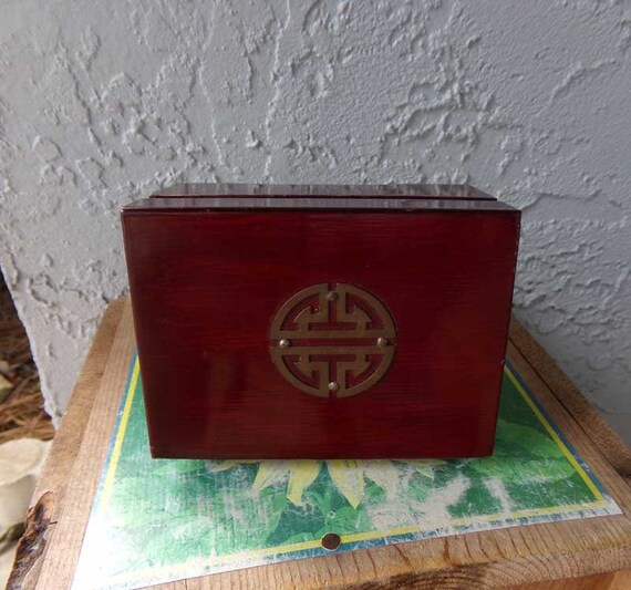 Asian jewelry box, travel jewelry box, vintage wo… - image 8