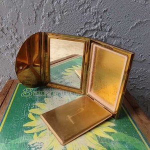 Coty compact mirror, Coty makeup compact, brass compact, vintage Coty compact, vintage compact mirror image 8