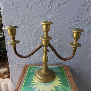 Brass candelabra, 3 branch candle holder, vintage candelabra, solid brass candle holder, vintage brass candleabra
