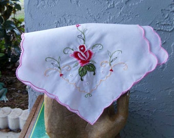 Bread basket liner, biscuit warmer, embroidered bread basket cover, pink floral bread basket liner