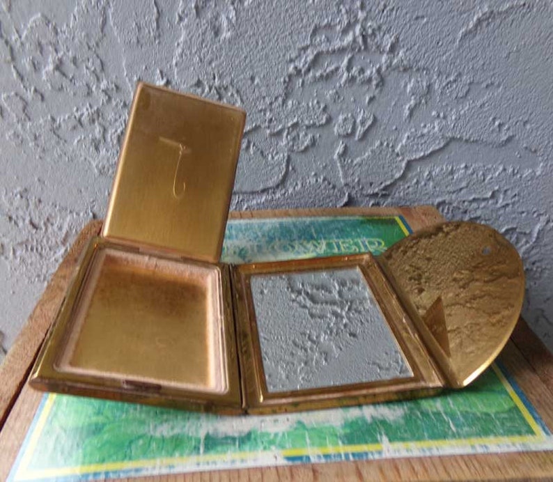 Coty compact mirror, Coty makeup compact, brass compact, vintage Coty compact, vintage compact mirror image 9