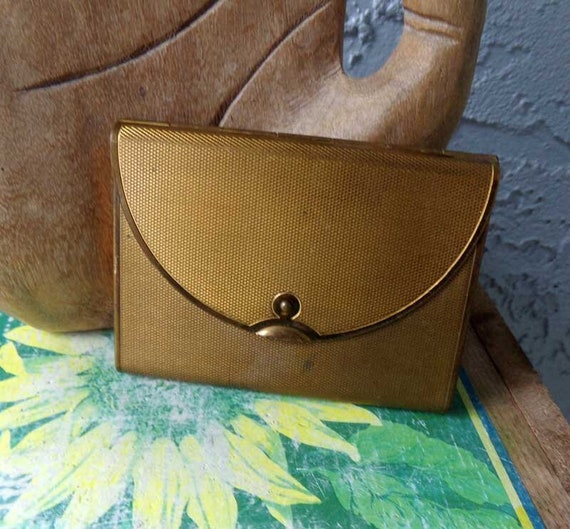 Coty compact mirror, Coty makeup compact, brass c… - image 1