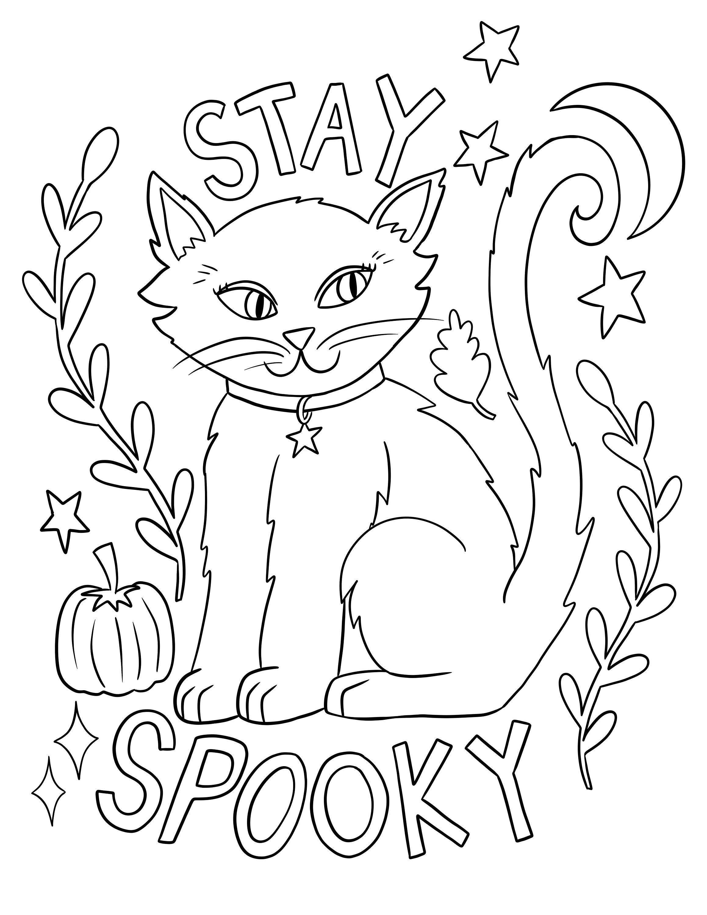 Halloween Coloring Pages, Four Full-page Coloring Sheets, Halloween