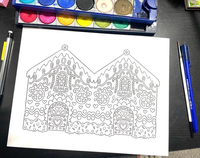 Die-cut Gingerbread House COLORING Placemat