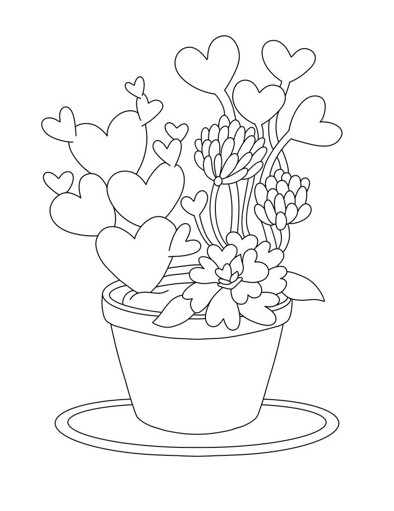 Valentine's Day Coloring Pages, Full-page Coloring Sheets, Valentine ...