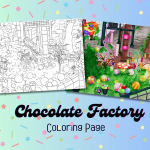Chocolate Factory Coloring Page / Adult Coloring Page / Movie Scene Coloring Page
