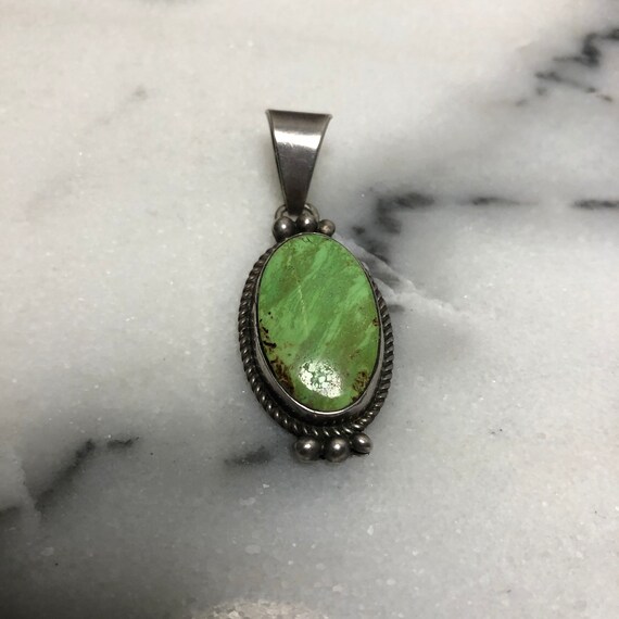 Lime Green Sea Sediment, Sterling Silver Pendent