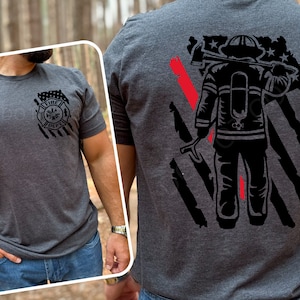 Firefighter Shirt | Men&#39;s Graphic Tee | Red Line Shirt | Fire Dad | Firefighter | Fire Chief | Firefighter Wife | Firefighter Gift