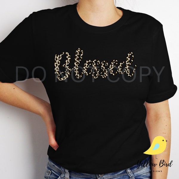 Blessed | Bella Canvas T-Shirt | Leopard Print | Gift | Women's Graphic Tee | Black | Animal Print | Gift for Her | Animal Print Shirt