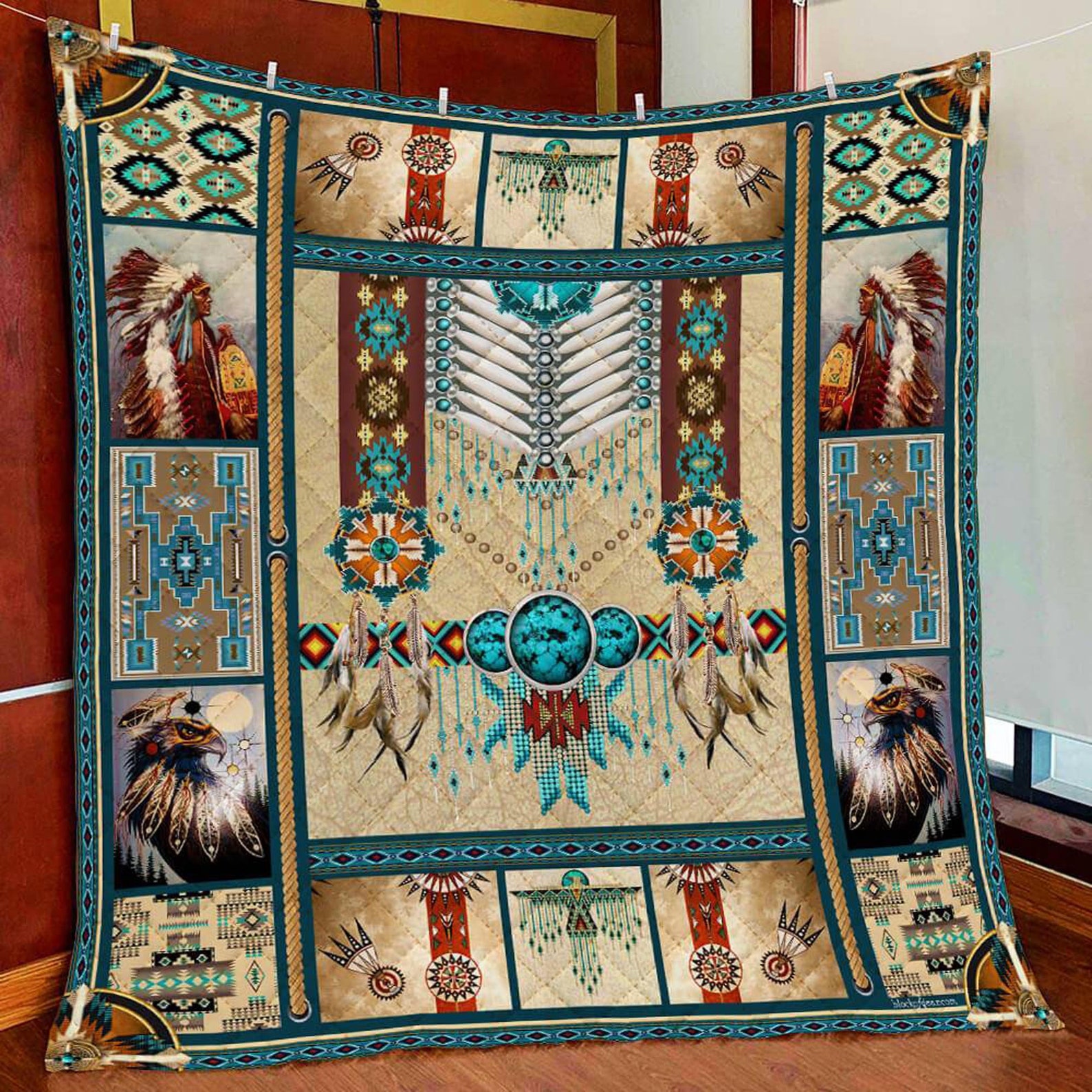 Native American Quilt Eagle Quilt Native Drean Catcher Quilt Etsy