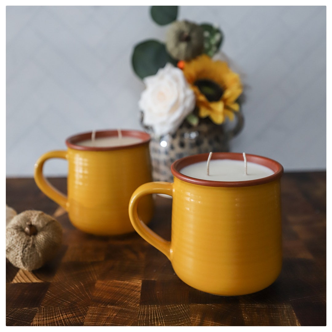 Yellow Mug 12 Oz coffee Cup Candle, Tea Mug Candle, Large Candle, Large ...