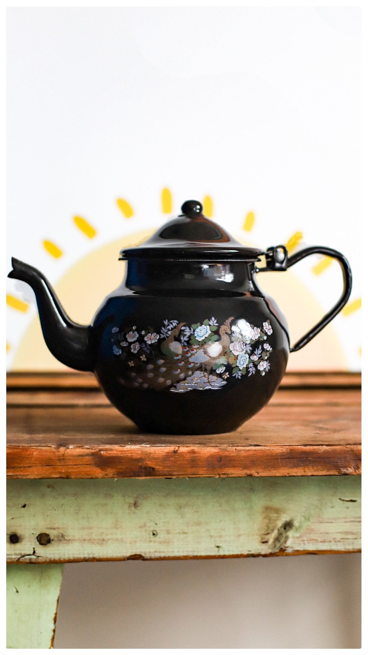 Vintage Black Enamel Teapot Candle Vintage Candle Tea pot Etsy