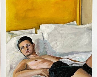 Gazing... Limited Edition Giclee Print. Contemporary male figure painting.