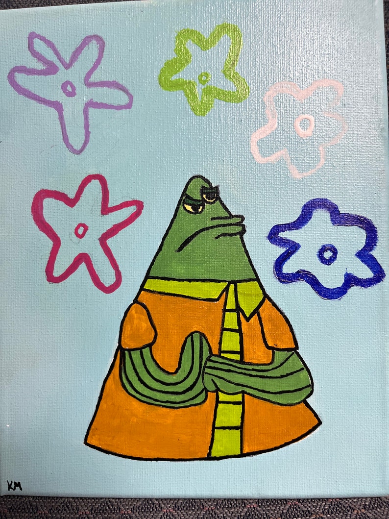 Flats the Flounder From Spongebob Painting Etsy