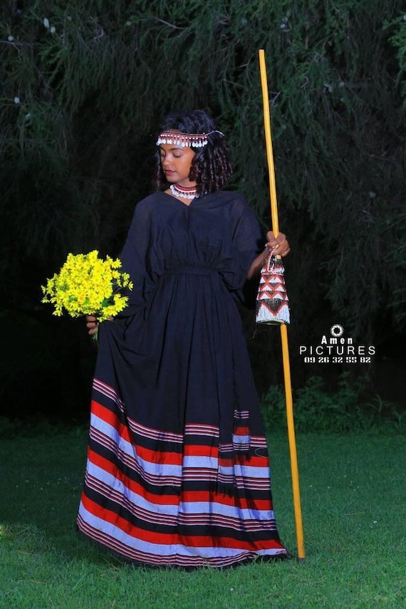 green emerald velvet dress Handwoven Oromo Dress with Accessories Beautiful Oromo Dress Design Irreechaa 2X