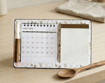 Magnetic Kitchen Calendar and Notepad Fridge Organizer Chef Gift Cooking Lover Refrigerator Planner Handmade