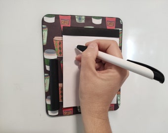 Coffee Cup Fridge Notepad Holder: Magnetic Grocery List
