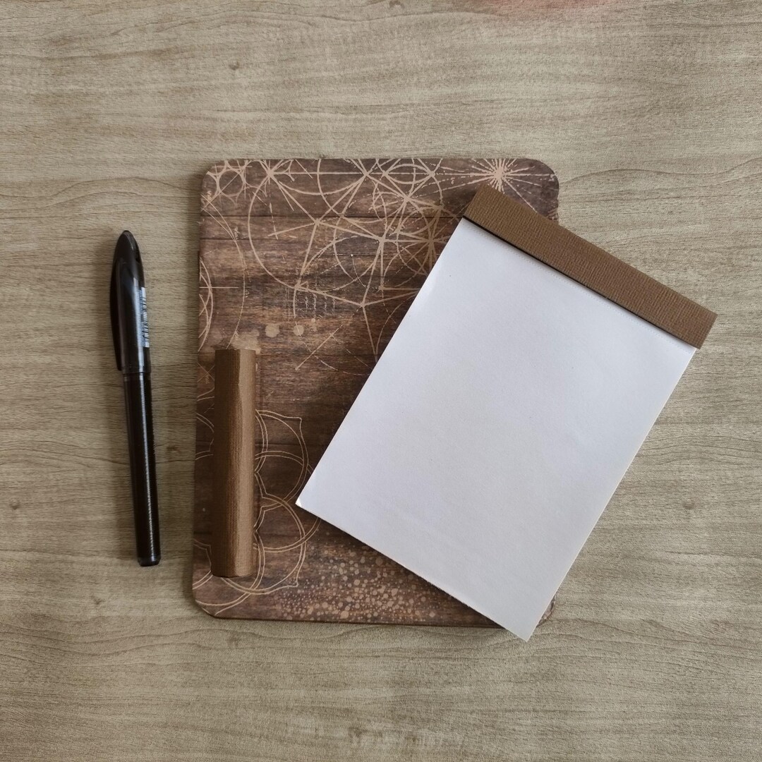 Notepad Wood Handmade Magnetic Notepad for Fridge – Rustic Wood & Mandala Design ...