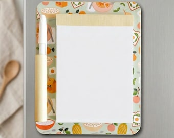 Breakfast Design Magnetic Notepad: Vibrant Kitchen Shopping List