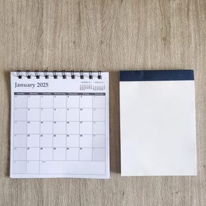 Set calendario mensile 2025 e blocco note, Piccolo calendario a spirale sostitutivo e blocco note vuoto, Ricarica calendario da parete e blocco A6 spillato