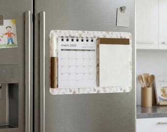 Magnetic Fridge Notepad and Calendar for Men Kitchen Organizer Practical Chef Gift Rustic Cooking Accessory Handmade