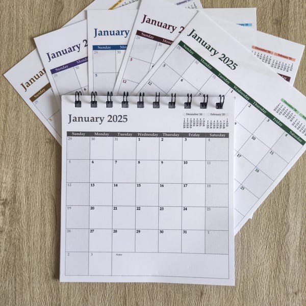 Small 2025 Monthly Calendar: Spiral Bound Wall Planner