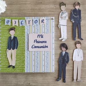 Libro degli ospiti personalizzato per la prima comunione spagnola per un ragazzo, regalo di comunione personalizzato, quaderno a spirale per album fotografico per lui