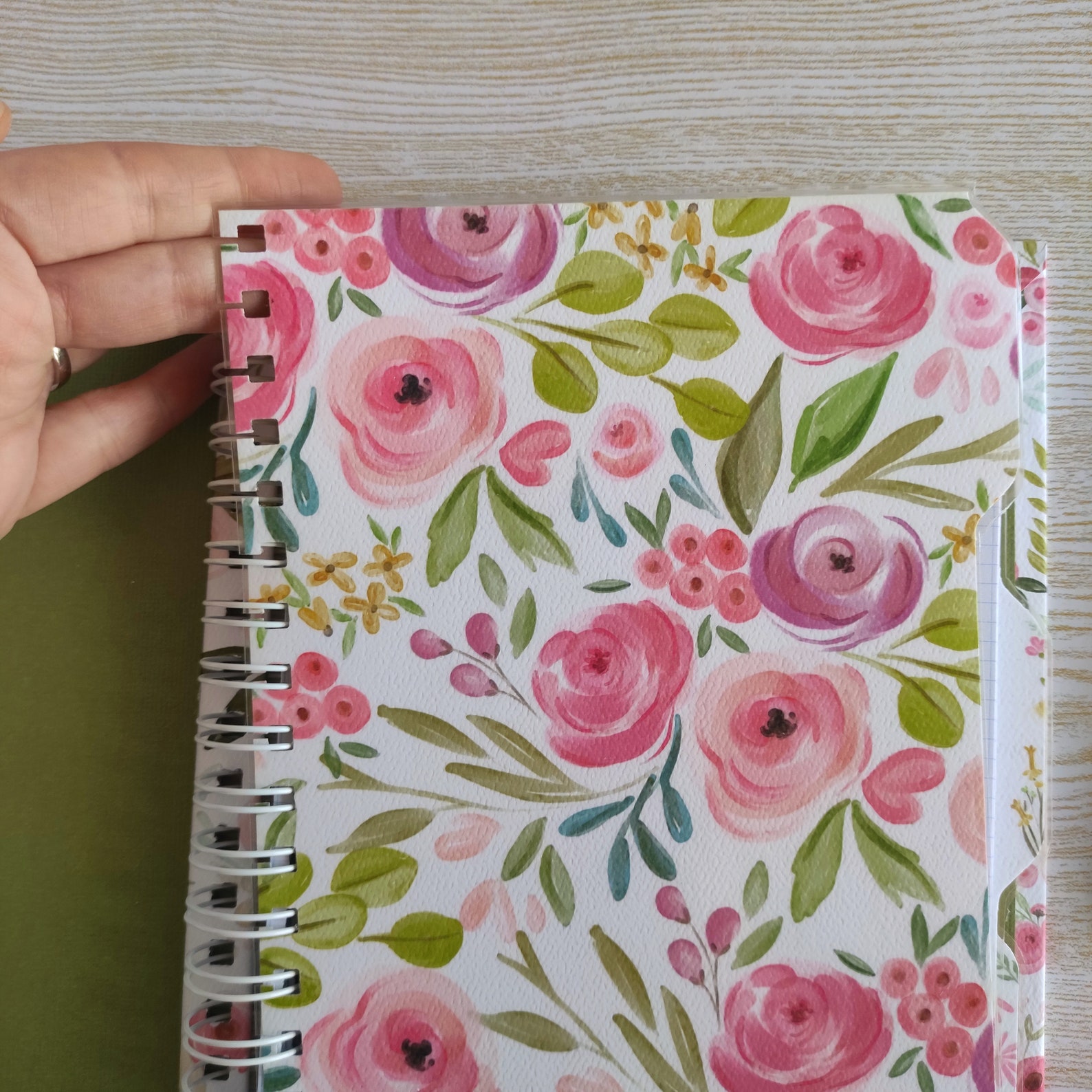 Floral notebook with removable dividers personalized notebook Etsy