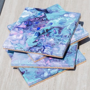 Set of four Acrylic Pour Coasters “Dreamer”