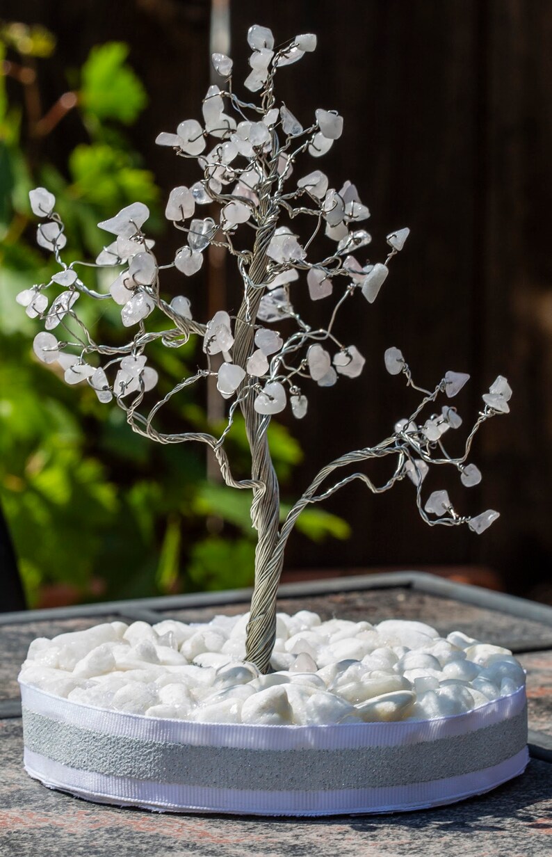 Rose quartz wire bonsai tree