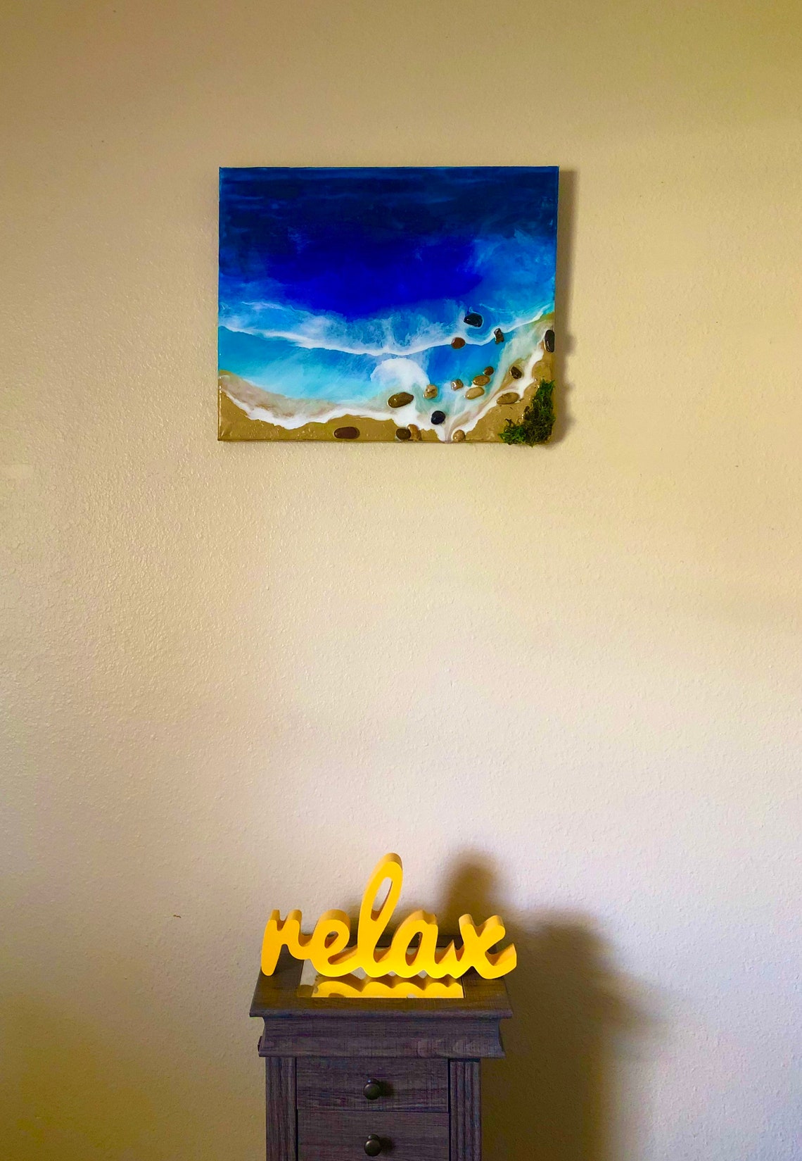 Resin Beach Art on Canvas Etsy