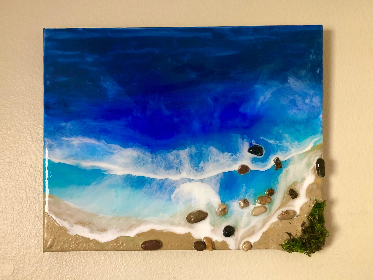 Resin Beach Art on Canvas Etsy