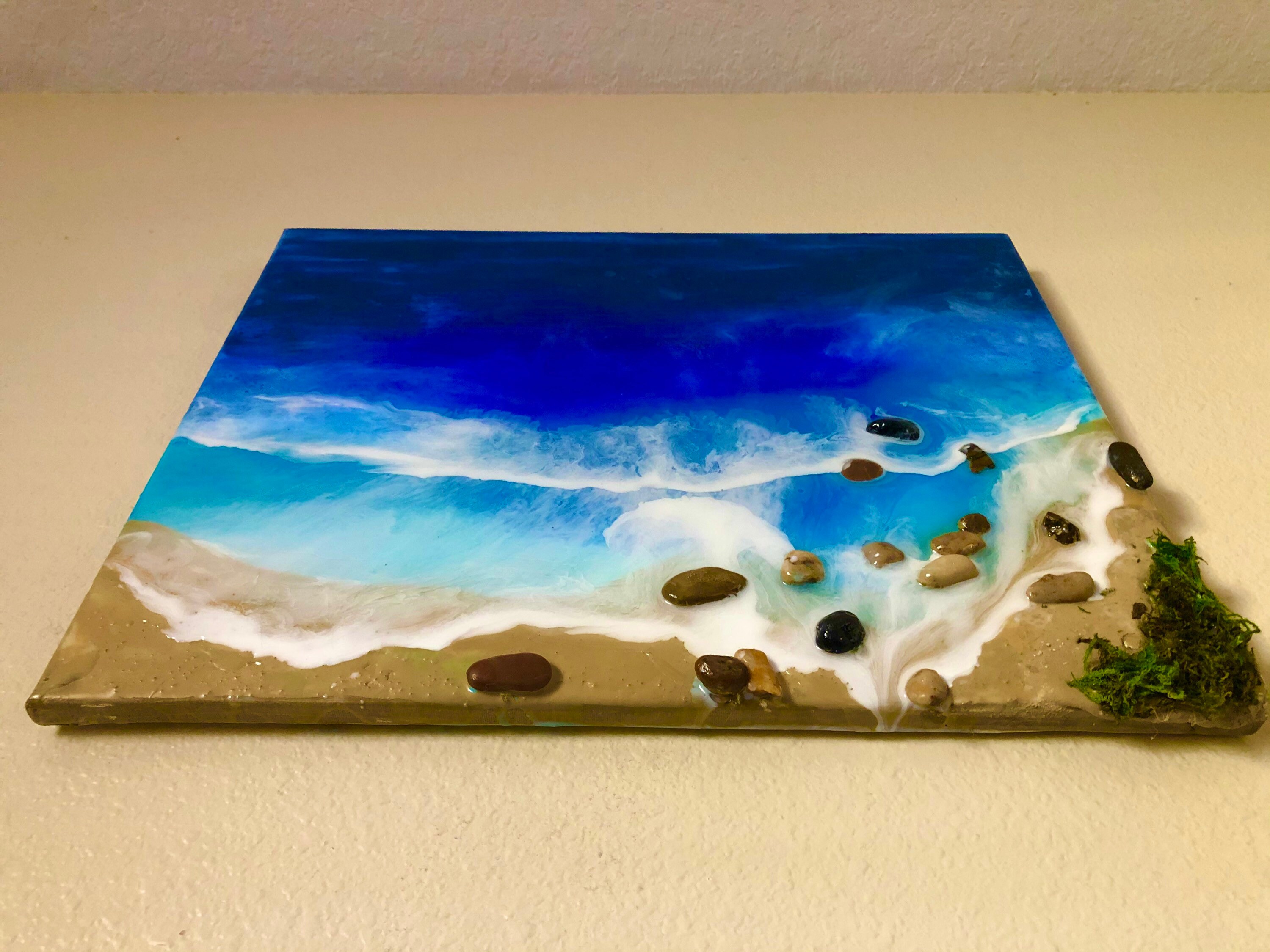 Resin Beach Art On Canvas Etsy
