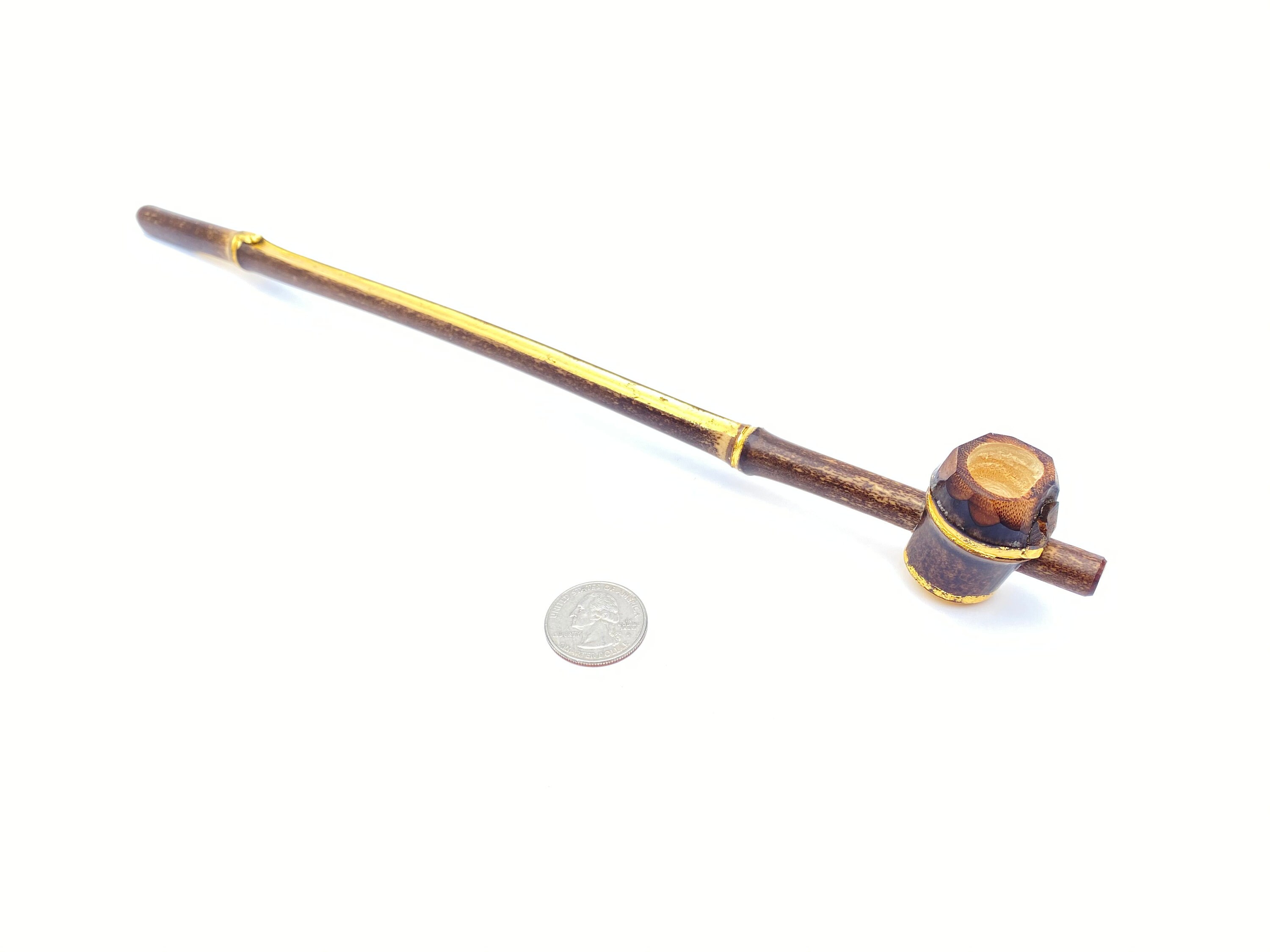 Smooth smoking bamboo pipe gilded with 22K GOLD Etsy