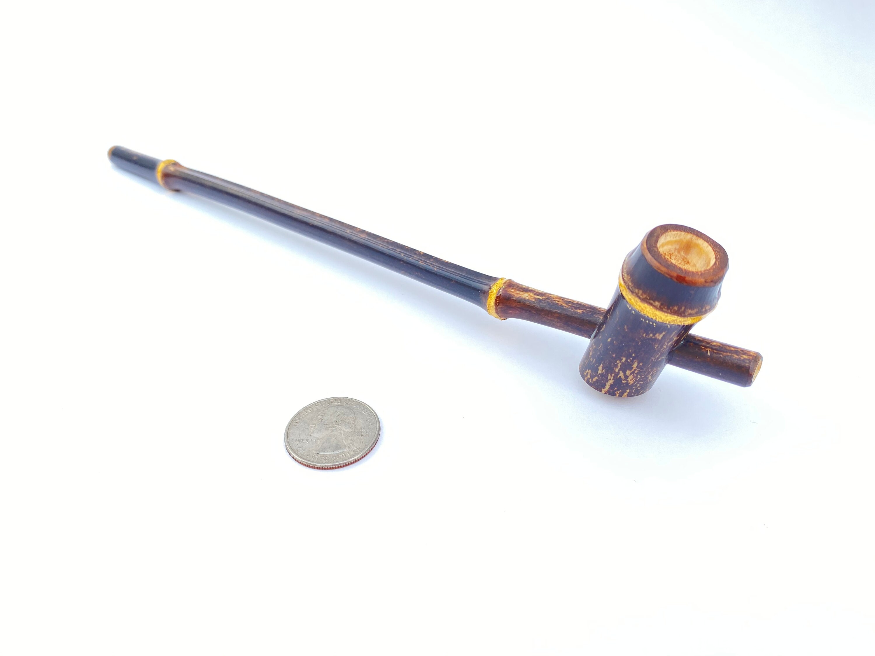 Smooth smoking bamboo pipe gilded with 22K gold Etsy