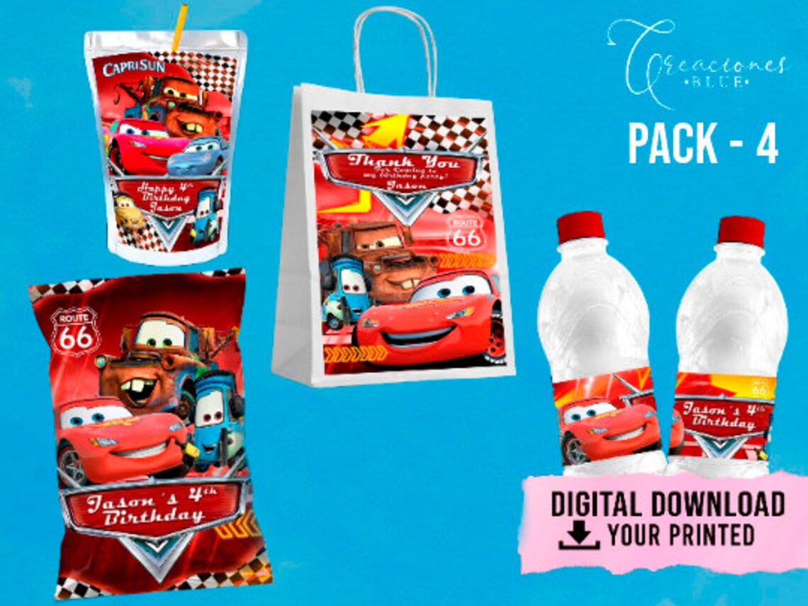 Mcqueen Printables Birthday Party Mcqueen Chip Bag Mcqueen - Etsy