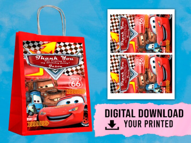 Mcqueen Printables Birthday Party Mcqueen Chip Bag Mcqueen - Etsy