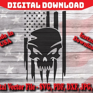 Distressed Skull USA Flag Digital Instant Download SVG, Silhouette, cricut, clipart cut file pdf png dxf svg