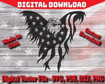 Eagle USA Flag Digital Instant Download SVG, Silhouette, cricut, clipart cut file pdf png dxf svg