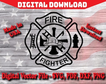 Fire Fighter Maltese Cross Symbol Digital Instant Download SVG, Department Silhouette, cricut, clipart cut file pdf png dxf svg