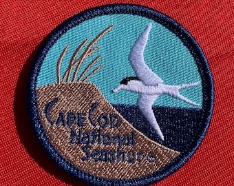 Cape Cod National Sea Shore Park Patch Iron-On 2.25” Circle Embroidered Beach Sand Ocean