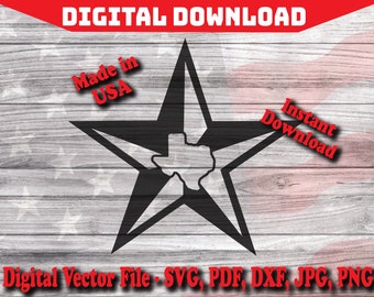 Texas State Star Design Digital Instant Download SVG, Silhouette, cricut, clipart cut file pdf png dxf svg
