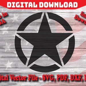 Army Military Star United States US Symbol Digital Instant Symbol SVG, Silhouette, cricut, clipart cut file pdf png dxf svg