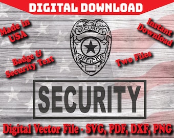 Security Officer Badge Text svg, Security Guard 2 Svgs Shield Enforcement Silhouette, cricut, clipart cut files pdf png dxf svg
