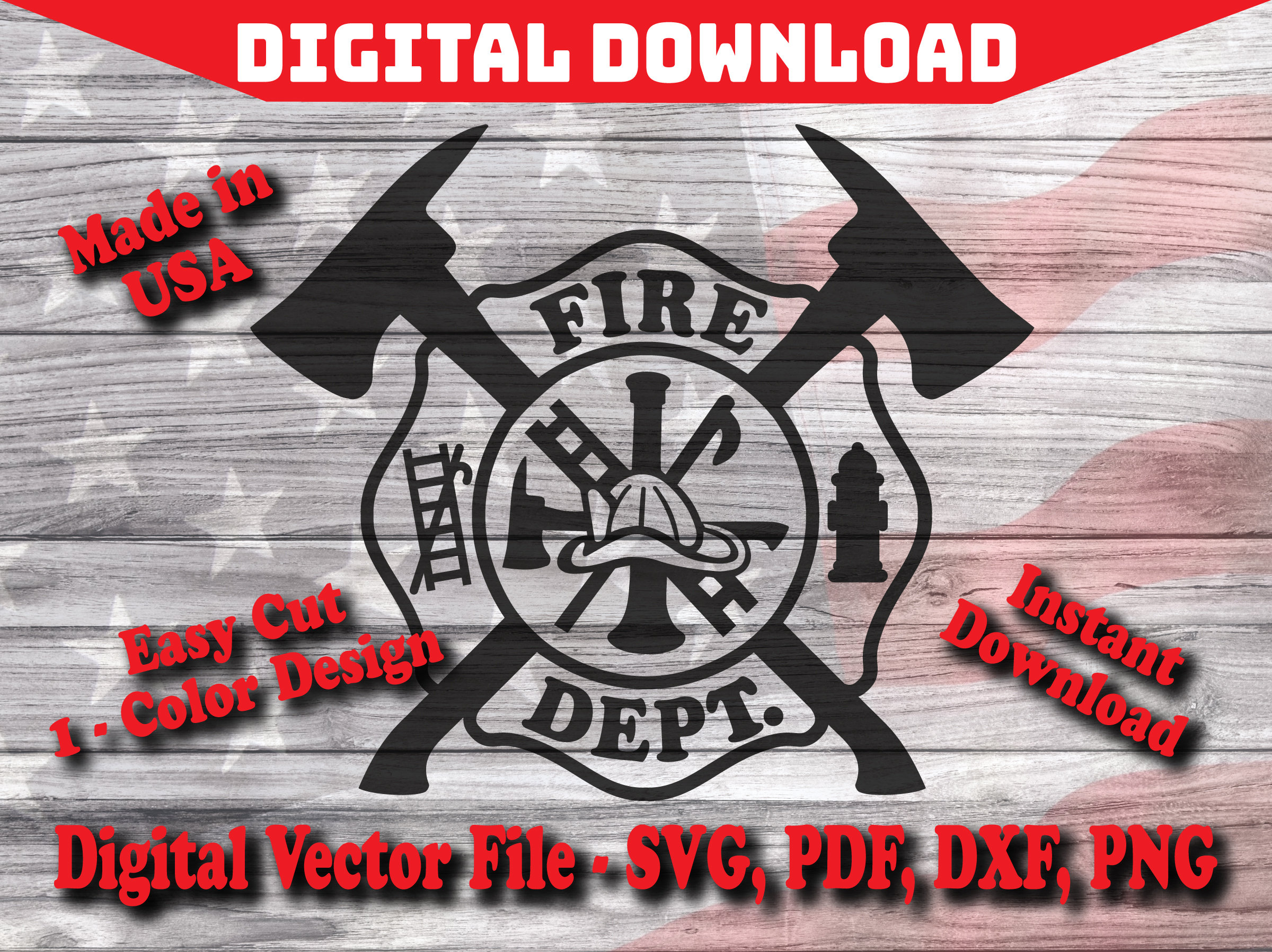 Fire Dept. Maltese Cross Axe Symbol Digital Instant Download - Etsy
