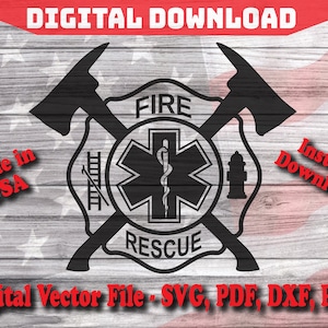 Fire Rescue Maltese Cross Symbol Digital Instant Download SVG, Department Silhouette, cricut, clipart taglia file pdf png dxf svg