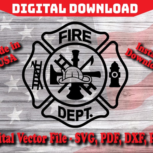 Fire Dept. Maltese Cross Symbol Digital Instant Download SVG, Department Silhouette, cricut, clipart cut file pdf png dxf svg Department