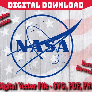 NASA Circle Logo 1 Color Digital Instant Download SVG, Silhouette, cricut, clipart cut file pdf png svg Halloween Costume Science Space Nasa